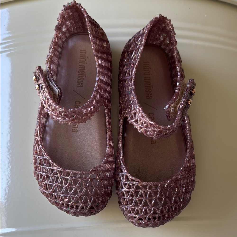 Mini Melissa Kids Glitter Dress Shoes - Pink